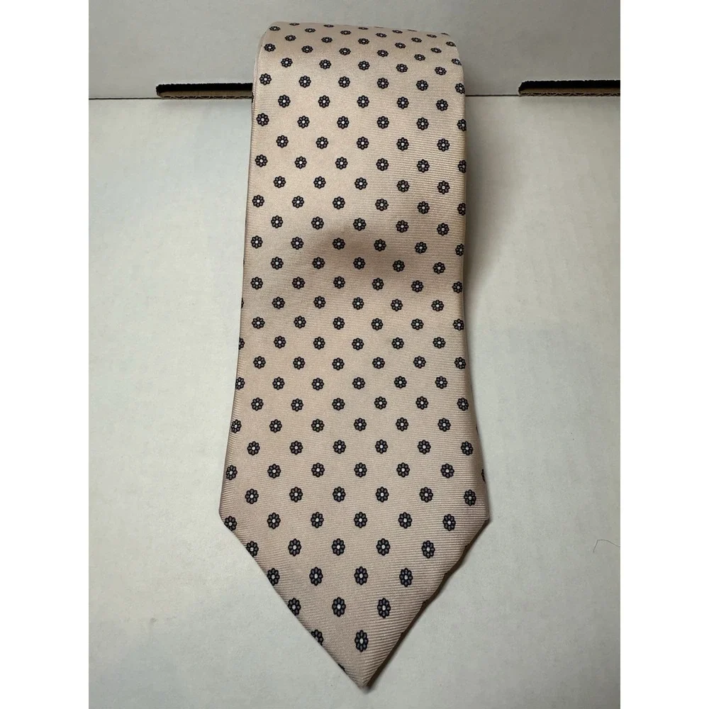 VTG Ferrell Reed 100% Silk Tie Pink Black Geometric Mens Necktie EUC 59